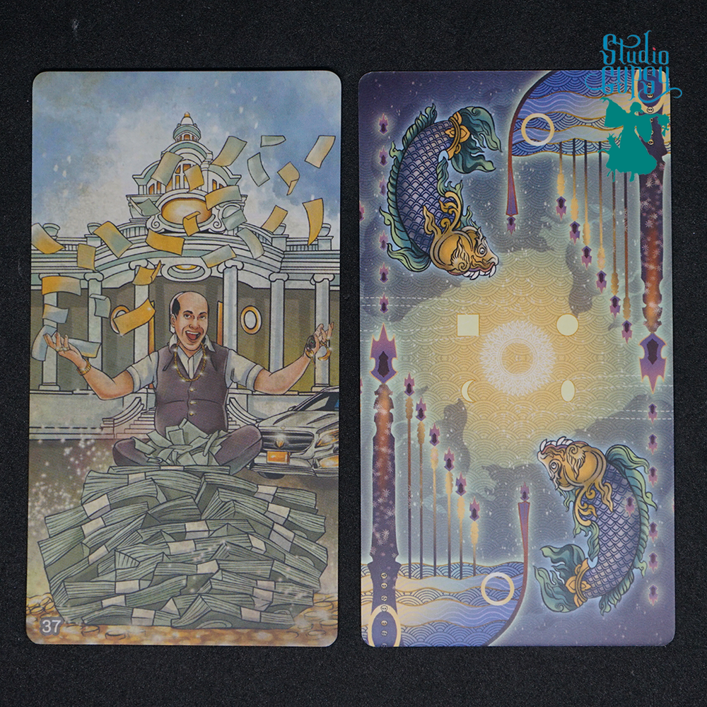 Happy Go Lucky Oracle Box Set Borderless, gold glitter edges(Deck & Guide Book)