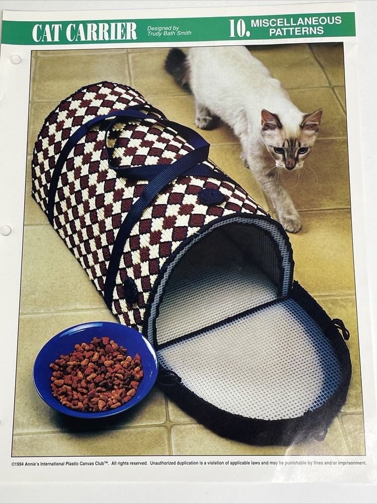 Annie's Attic Cat Carrier Plastic Canvas Pattern Page