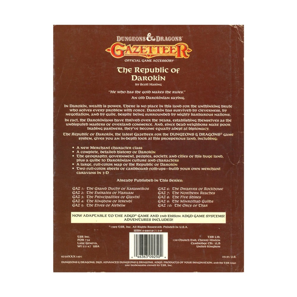 TSR Basic D&D Republic of Darokin VG+