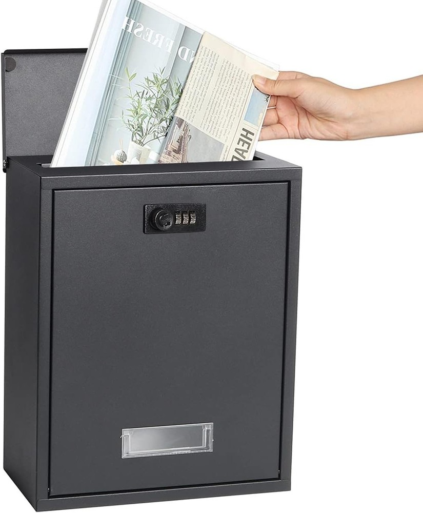 Locking Mailbox Wall Mount Combination Lock Drop Box Large Capacity with Galv...