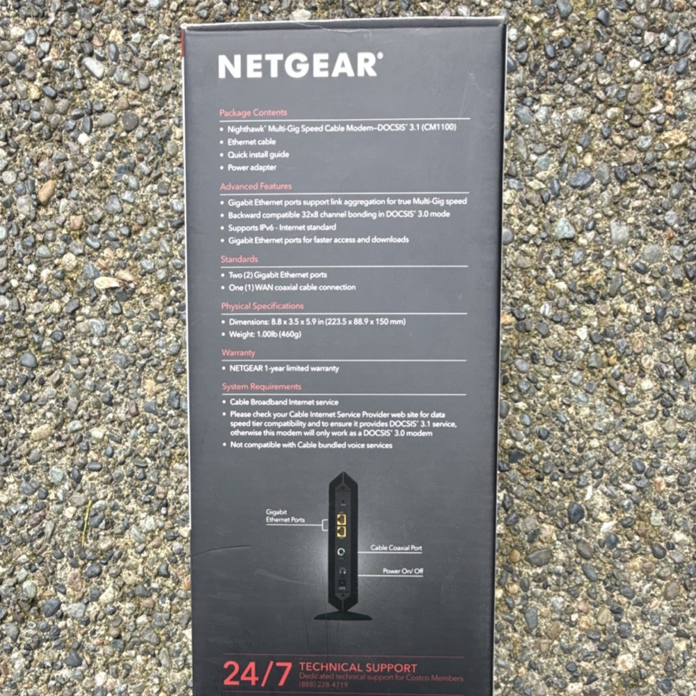 NETGEAR Nighthawk CM1100 Multi-Gig Cable Modem DOCSIS 3.1 Link Aggregation