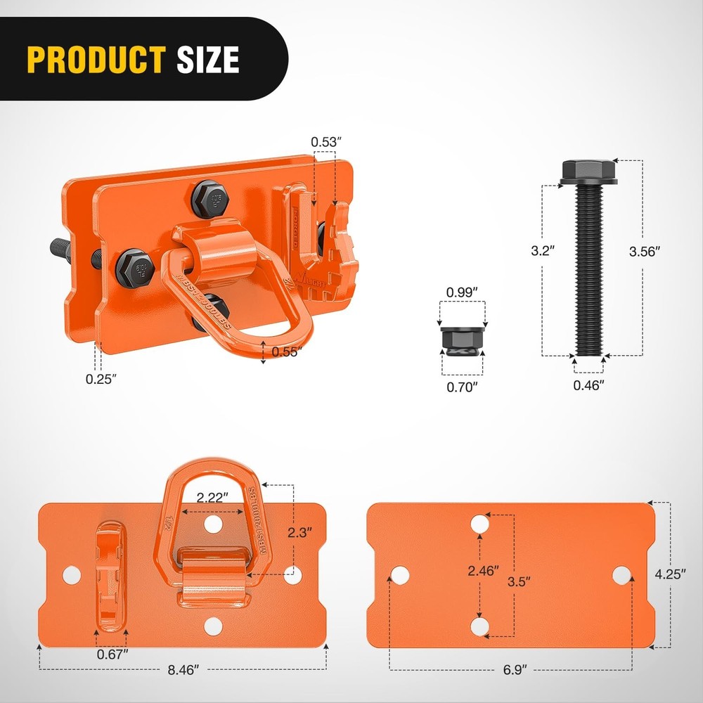 Nilight 2PCS Tractor Bucket Hooks with Tie Down Ring (Left+Right) Bolt-On Gra...