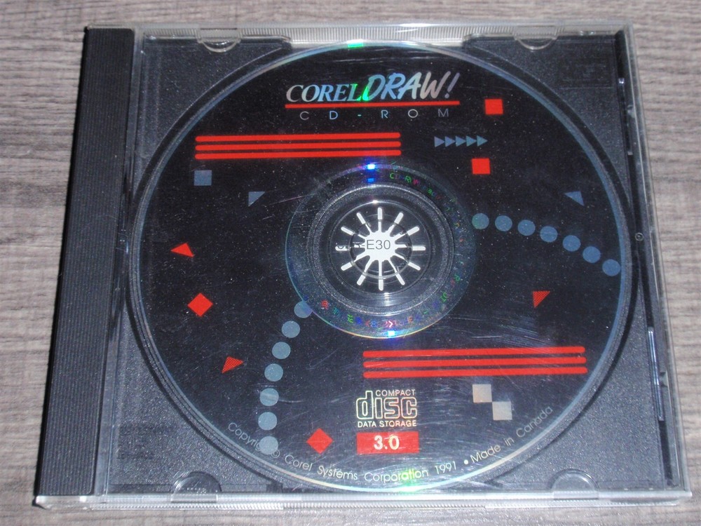 CorelDraw 3.0 PC CD-ROM 1991 Corel Systems Corp DRAW vector software Windows 3.1
