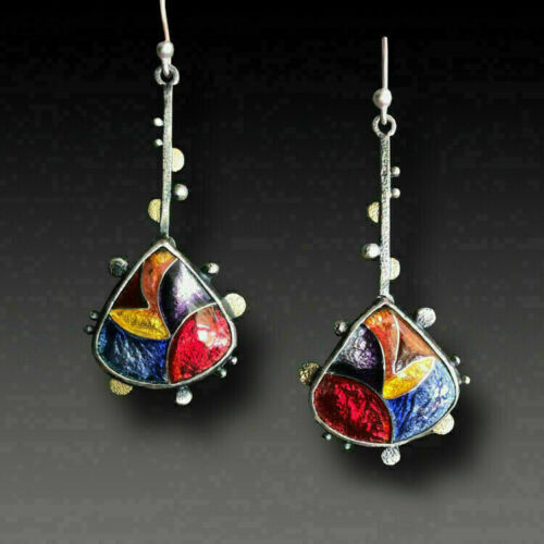 Boho Retro Silver Earrings Turquoise Stone Dangle Drop Hook Ear Stud Women Gift