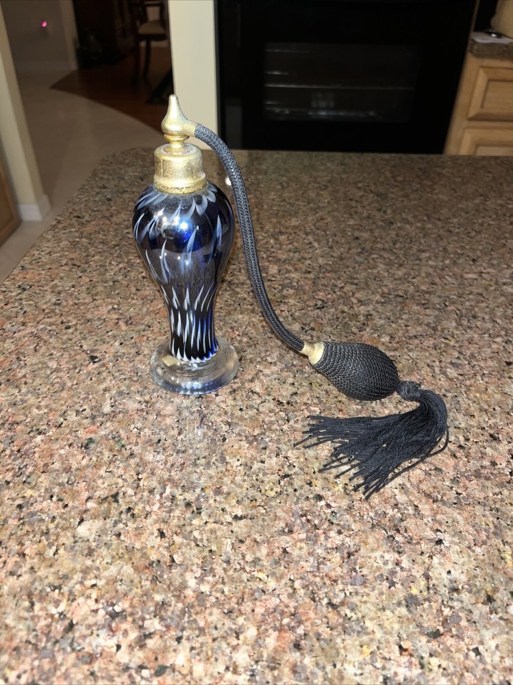 blue murano glass perfume bottle
