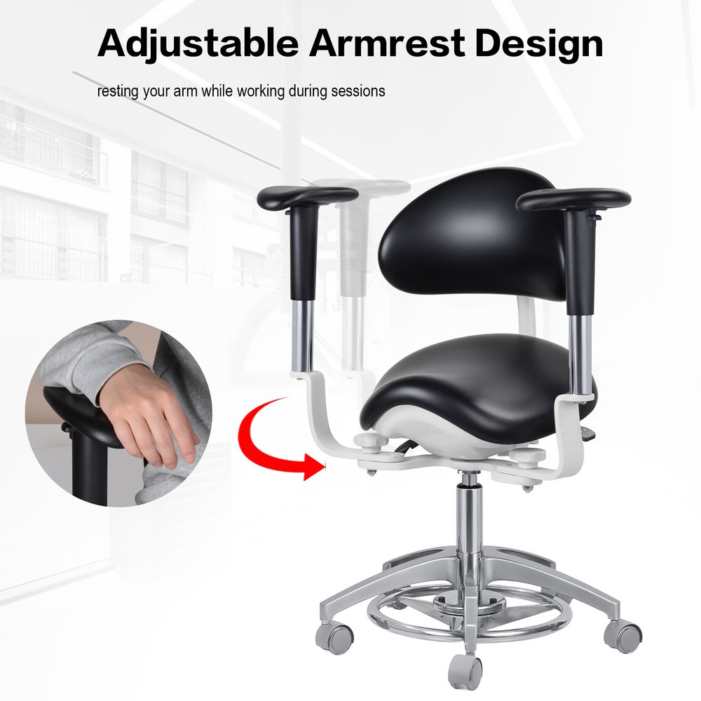 Dental Dynamic Microscope Saddle Chair Stool Foot Controlled PU Leather US