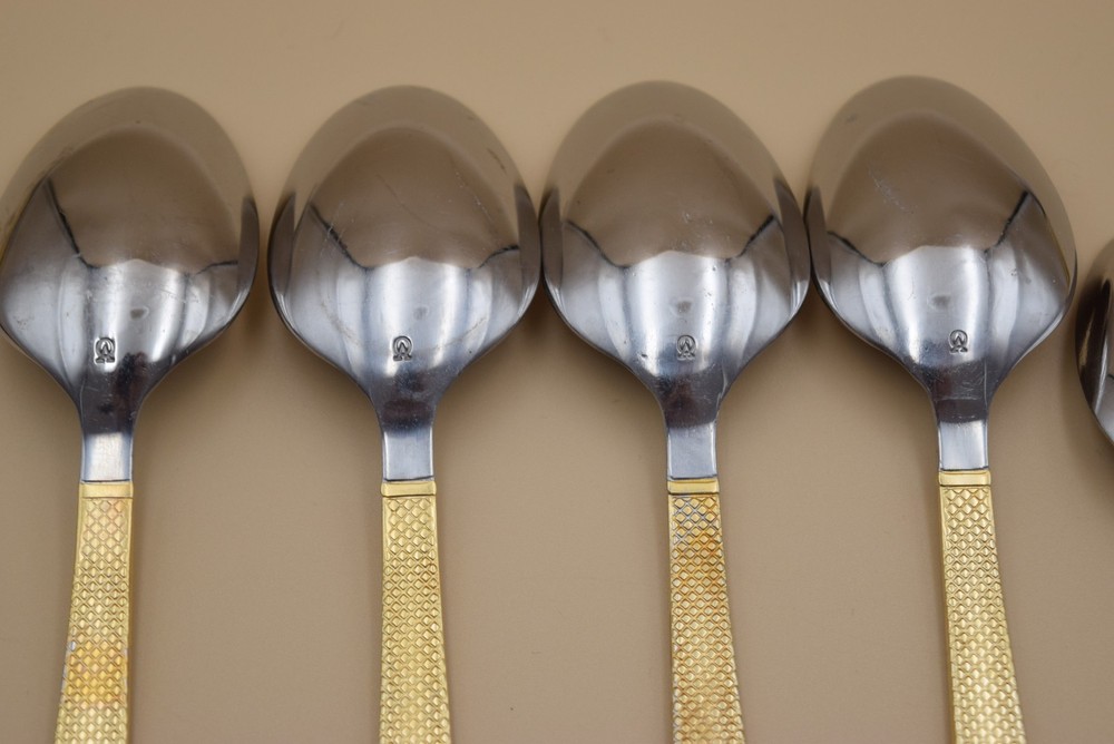 Argent Orfevres 14pc Flatware Gold Tone Dotted