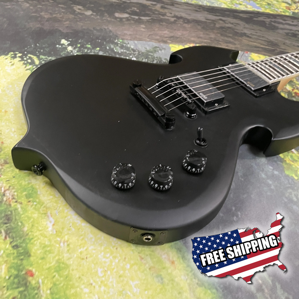 Customized Electric Guitar Black Matte Solid Body 6-String Free Shipping