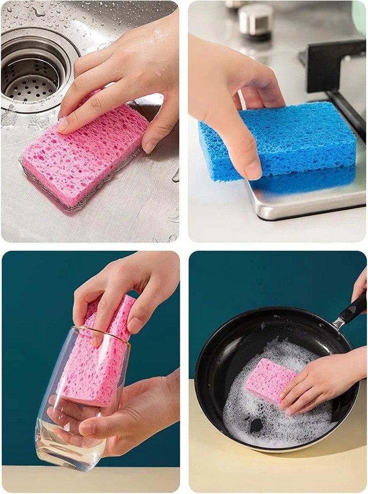 12-Count Kitchen Sponges Compressed Cellulose Sponges Non-Scratch