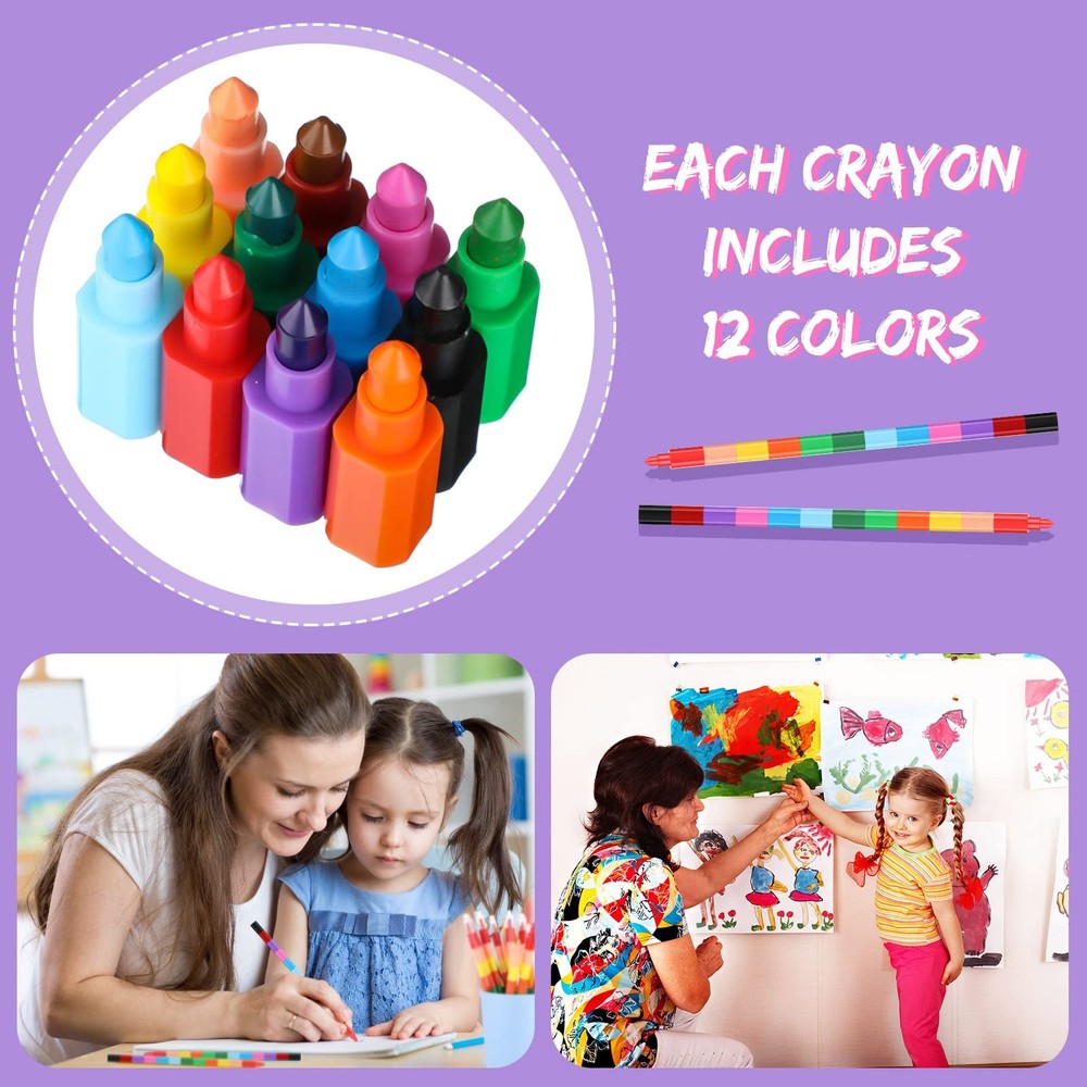 20 Pcs Stackable Crayons Stacking Buildable Crayons Colorful Stackable Pencils
