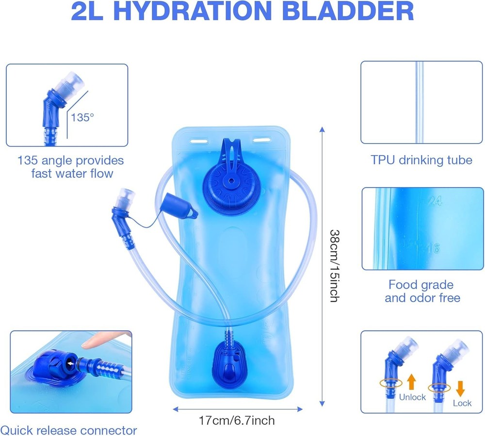 AirFlow 2L Insulated Reflective Hydration Backpack & Bladder Lightweight Compact