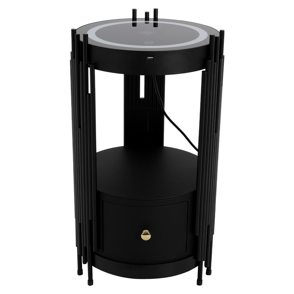 Smart Nightstand With Wireless Charging Station Bedside Table LED Side/End Table