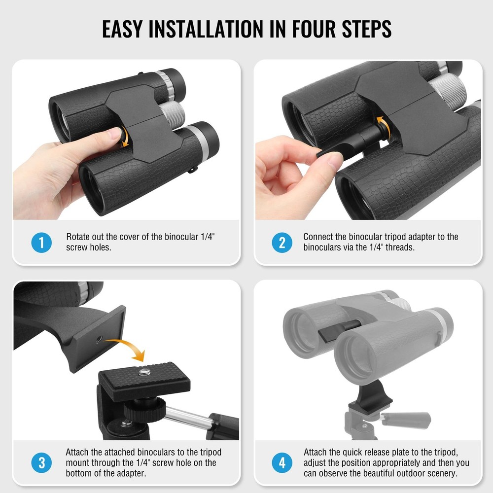 Binocular Tripod Adapter Quick Release 1/4" Thread Detachable Mount NEW