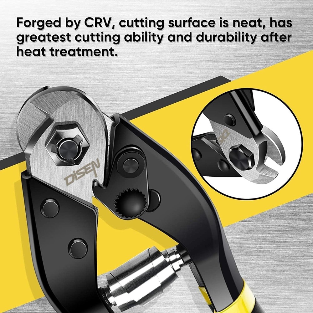 Ergonomic Cable Cutter with Spring-Loaded Action - Includes 6 Crimping Sleeves