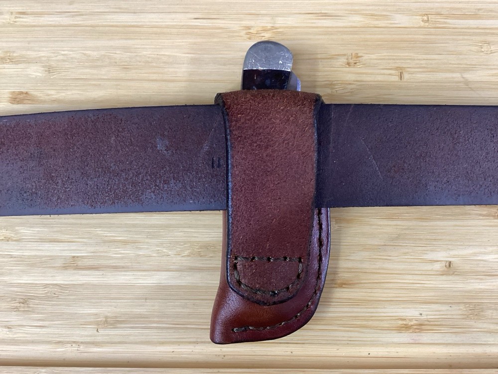 Trapper Size Leather Folding Knife Belt Loop Sheath (Sheath Only)