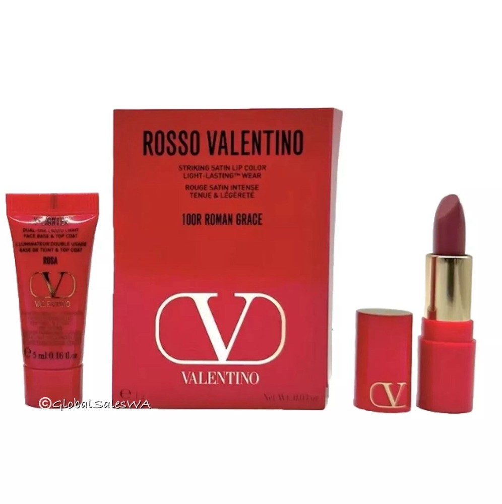 Valentino Lipstick 100R Foundation Face Base 3-Pc Sample Set
