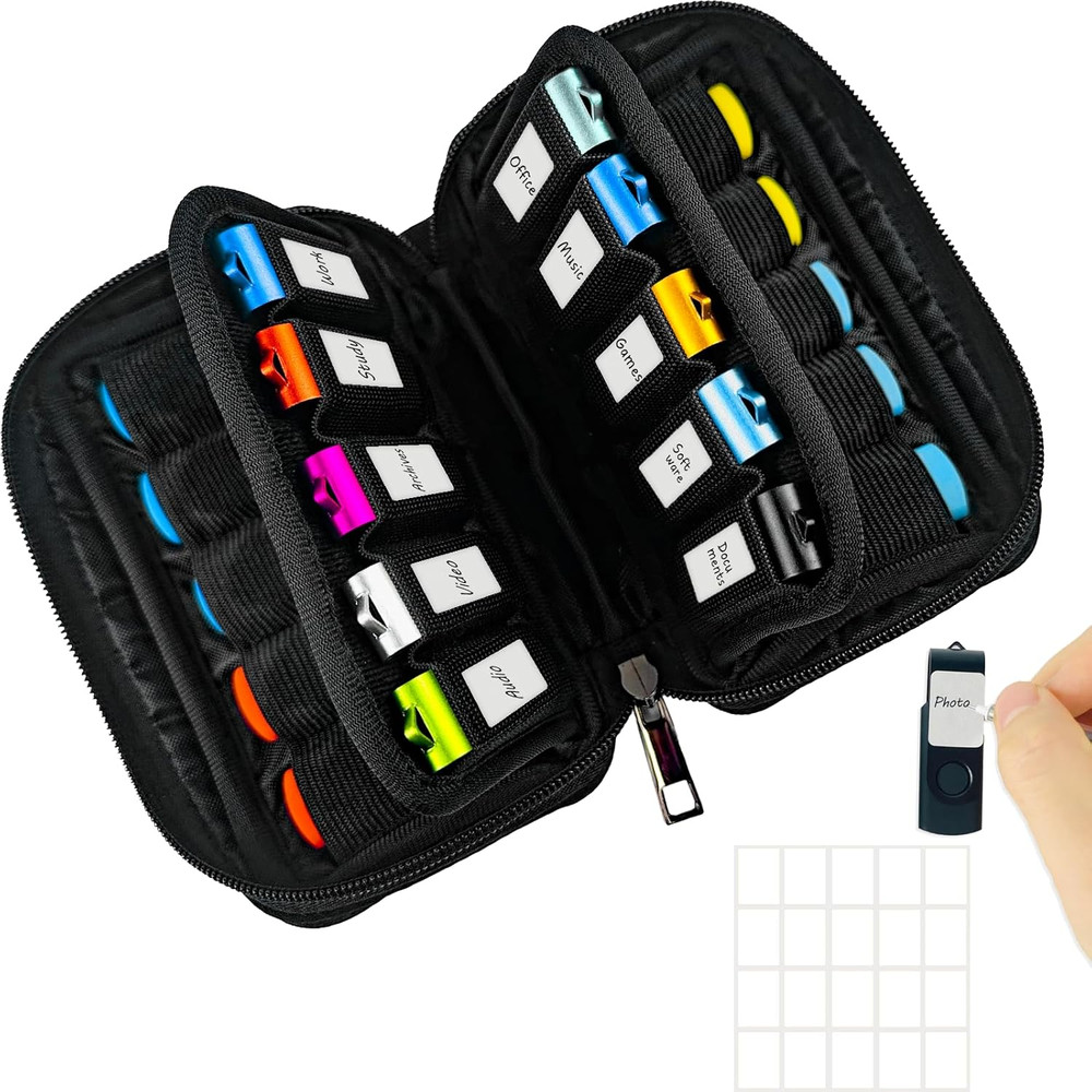 Flash Drive Case 20 Slots Storage Case JBOS USB Holder Storage Bag for Flash Dri