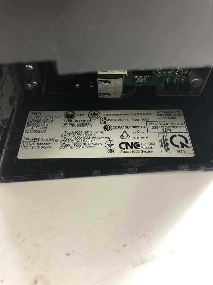 Kronos InTouch 9000 Time Clock + Touch ID Plus Biometric Reader 8609000-028