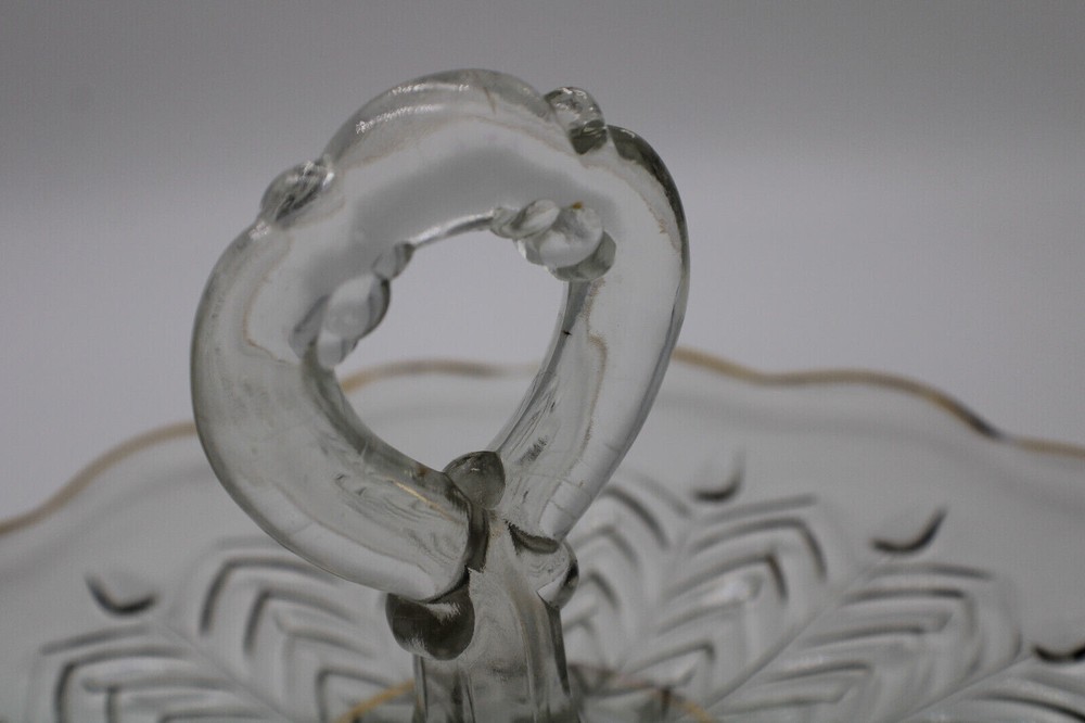 Clear Gold Trim Cookie Plate With Handle