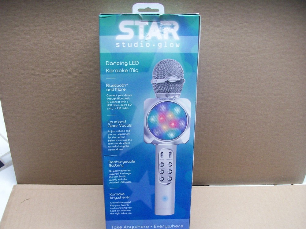 Dancing LED Karaoke Microphone Bluetooth Merkury innovations Star Studio Glow