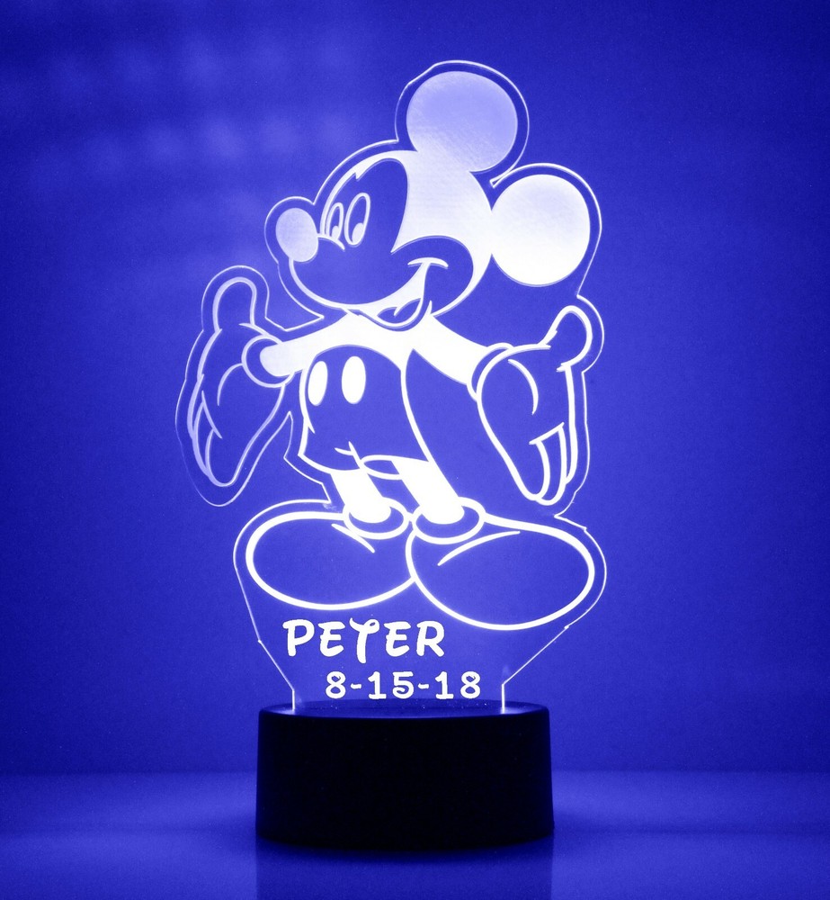 Mickey Mouse Personalized FREE LED Night Light Lamp with Remote Control Light
