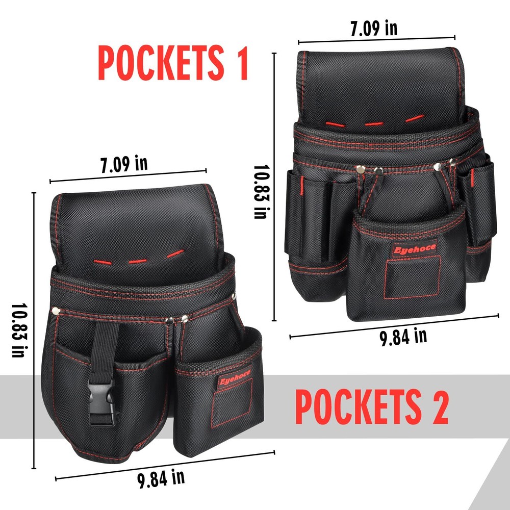 Tool Belt with Multiple Pockets，Adjustable and durable carpenter tool beltele...