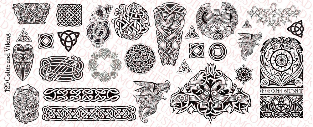 1/6 Scale Custom Tattoos: Viking Celtic pack - Waterslide Decals