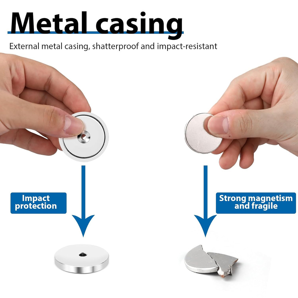 Strong Neodymium Cup Magnets, Waterproof, Rare Earth, 150Lb+ Pull Force, Silv...