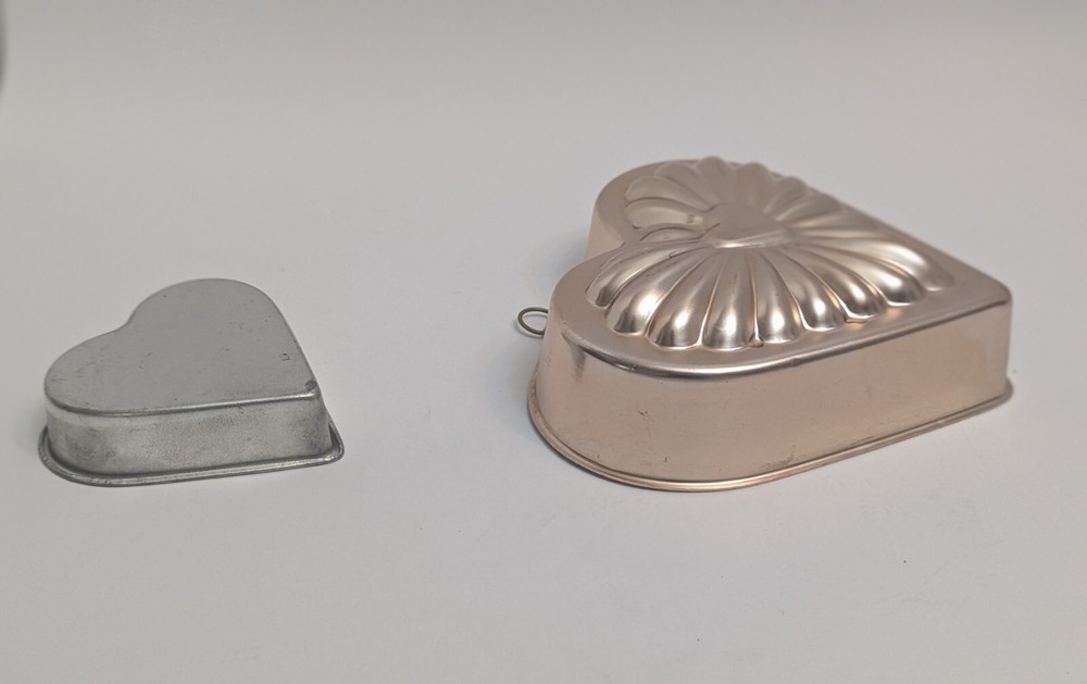 Two Small Heart-shaped Metal Bakeware Pans/Mold