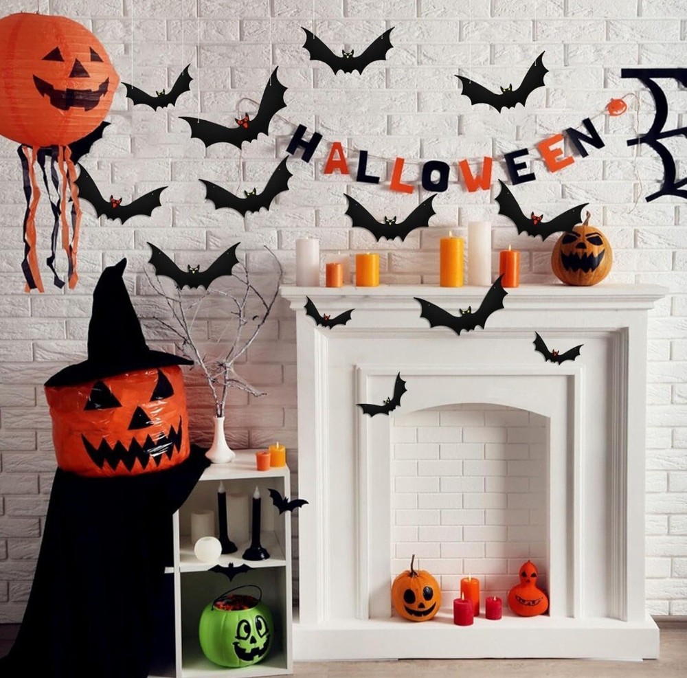 18PCS Halloween Hanging Bats Decorations - Re-usable