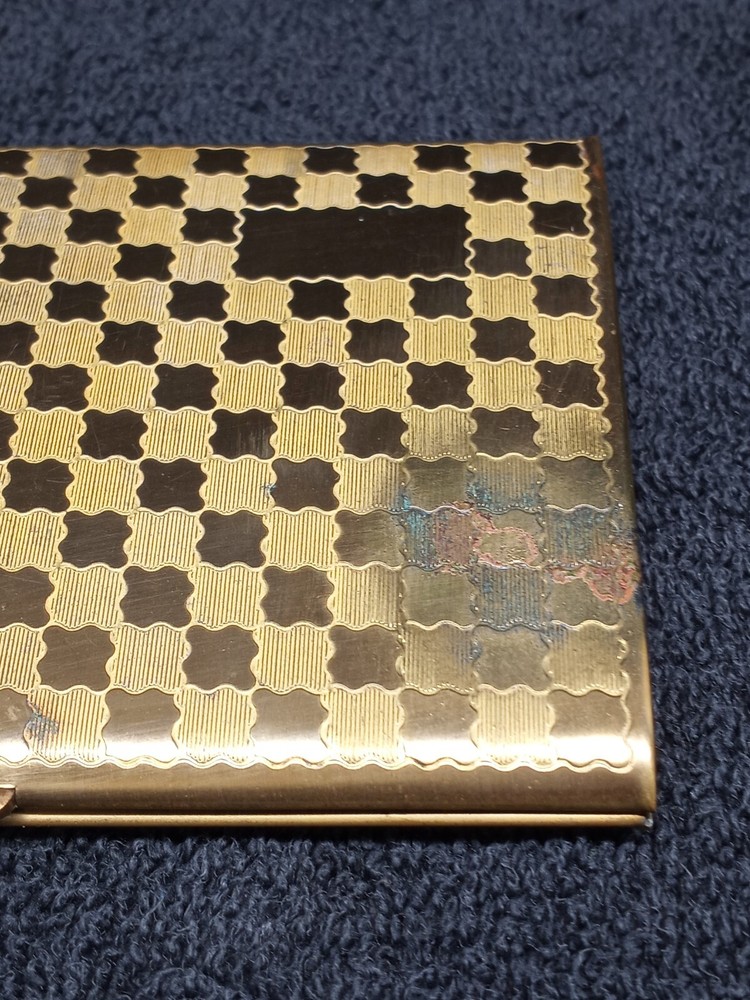 Vintage CIGARETTE CASE HINGED LID GOLD TONE