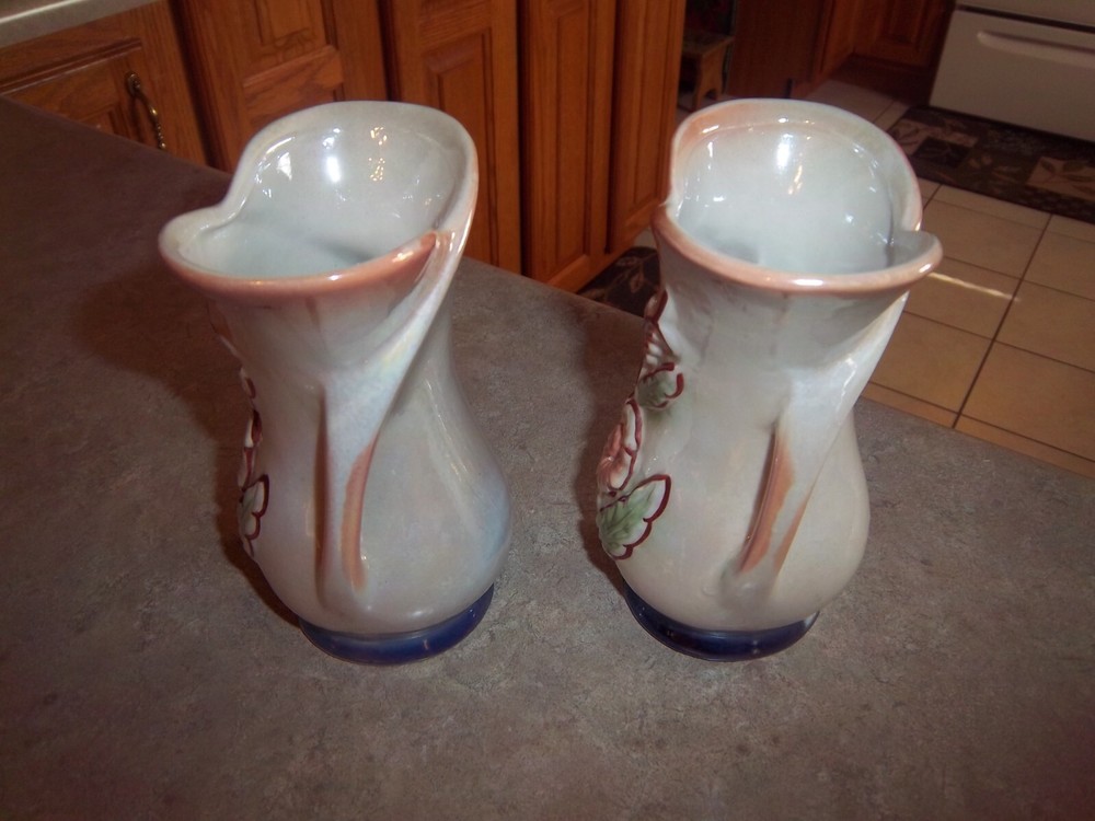 2 - Double Loop Decorative Vases Floral Ceramic - Lusterware