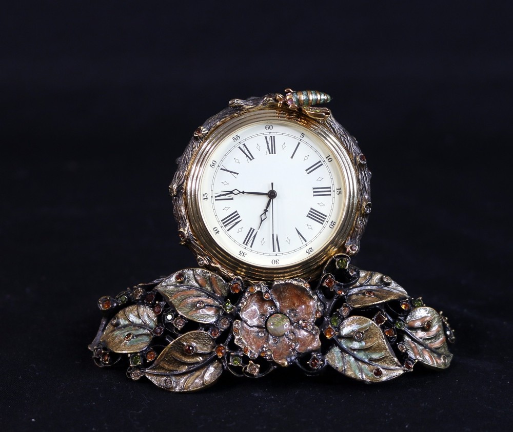 Jay Strongwater Mayfair Leaf & Bee Clock