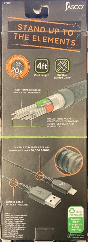 Eco Survivor 4 Ft Cable Apple Compatible (37597)