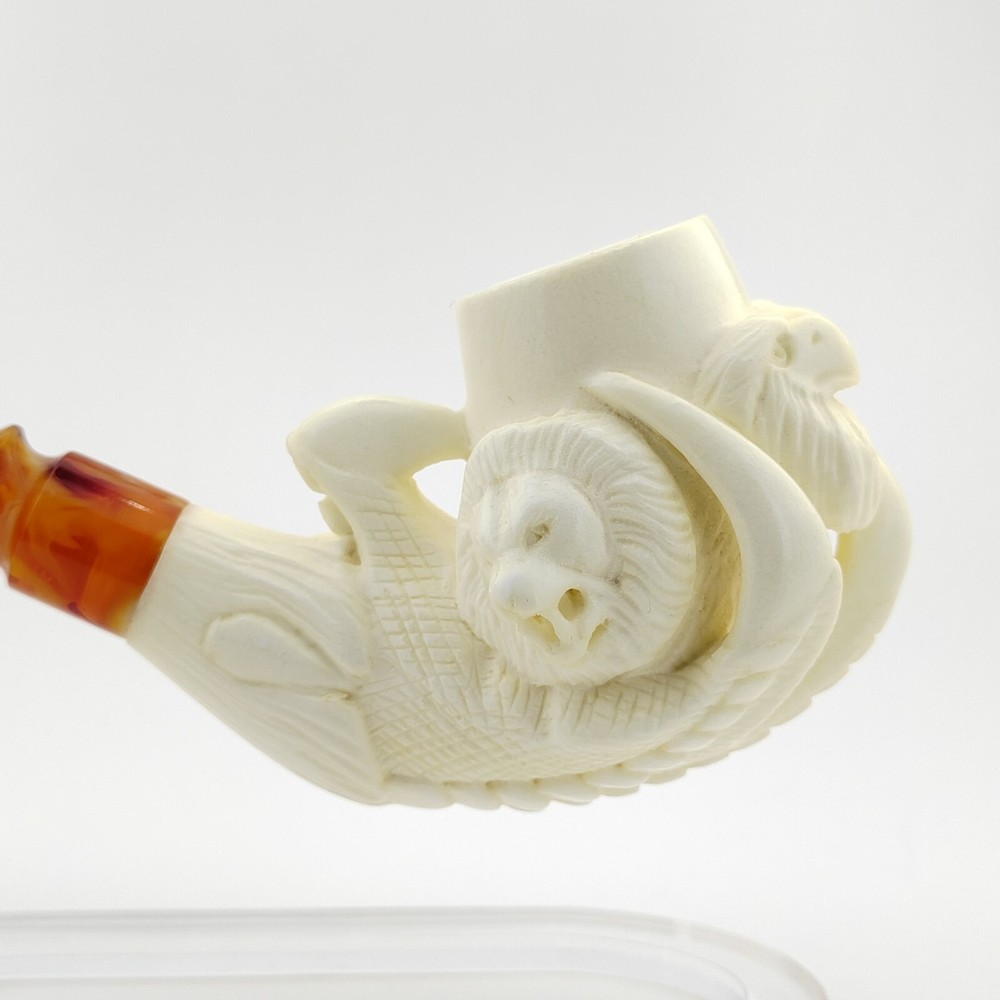 Eagle,Lion,Wolf Embossed Claw Block Meerschaum Pipe,With Case,Unique Pipe