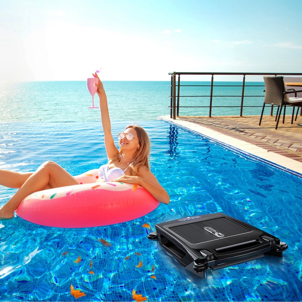 Solar Powered Robotic Pool Skimmer Swimming Pool Surface Water Play Surface Tool