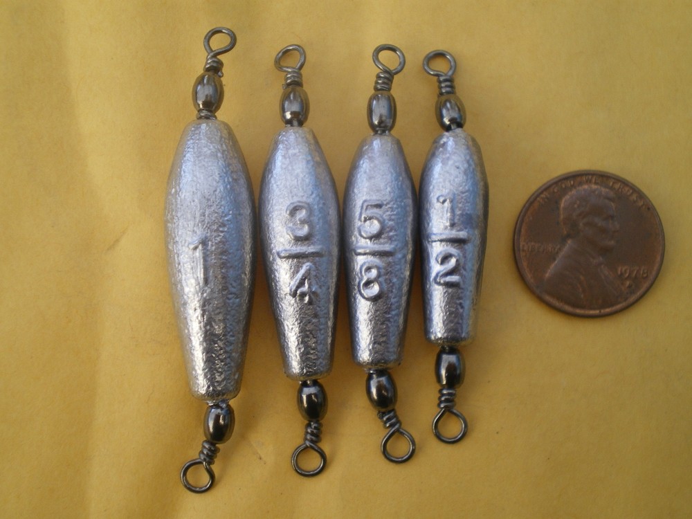 50 PCS. TROLLING SINKER W/#7 BLACK BARREL SWIVEL, 1 OZ.