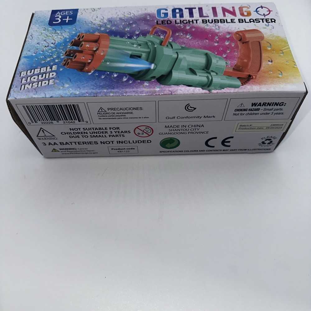 Gatling LED Light Bubble Blaster Bubble Liquid Inside Age 3+