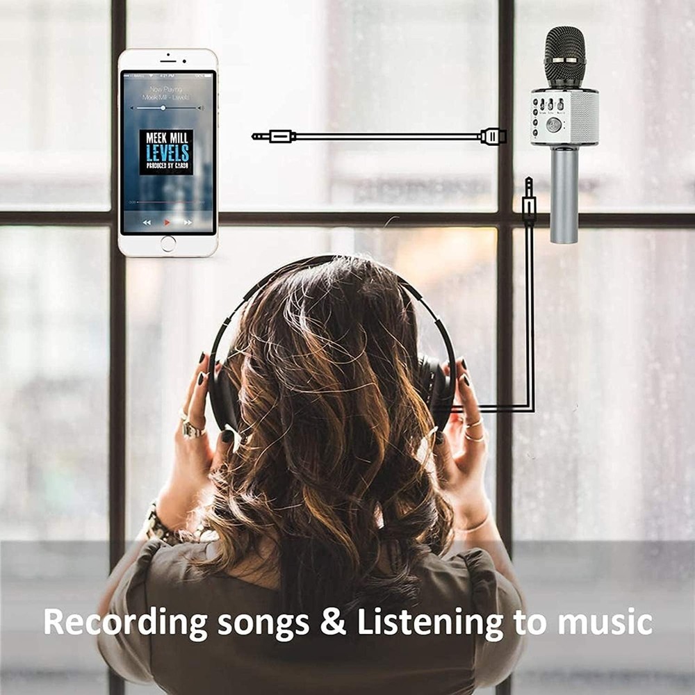 Portable Handheld Karaoke Microphone with Echo Control & High Sensitivity Sound