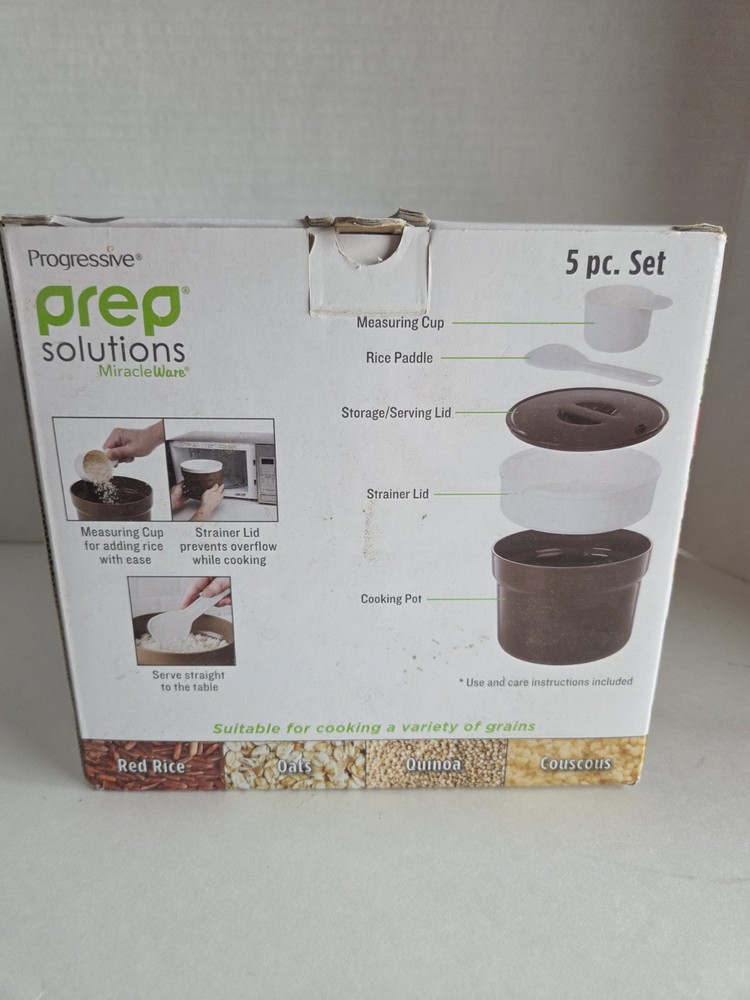 Miracle Ware Progressive Prep Solution Microwave 5 Piece No Overflow Rice Cooker
