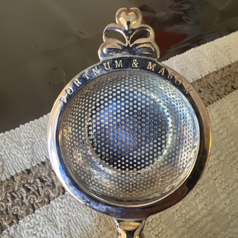 Silverplate FORTNUM & MASON TEA STRAINER With”bamboo” Style Handle
