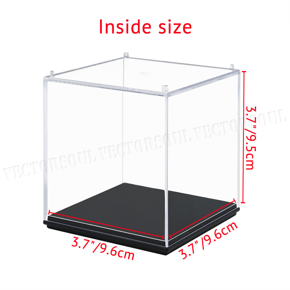 US Clear Acrylic Display Box Case Perspex Dustproof Plastic Base Protection 3.9"