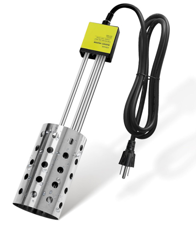 Quick-Heating 1000W Submersible Bucket Heater with Thermostat - Durable Design