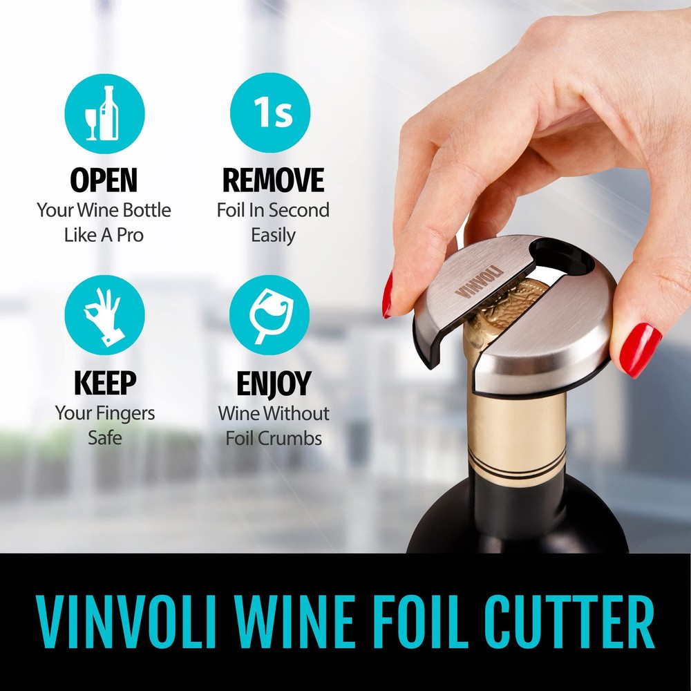 VINVOLI Wine Foil Cutter - Luxury Stainless Steel Silver