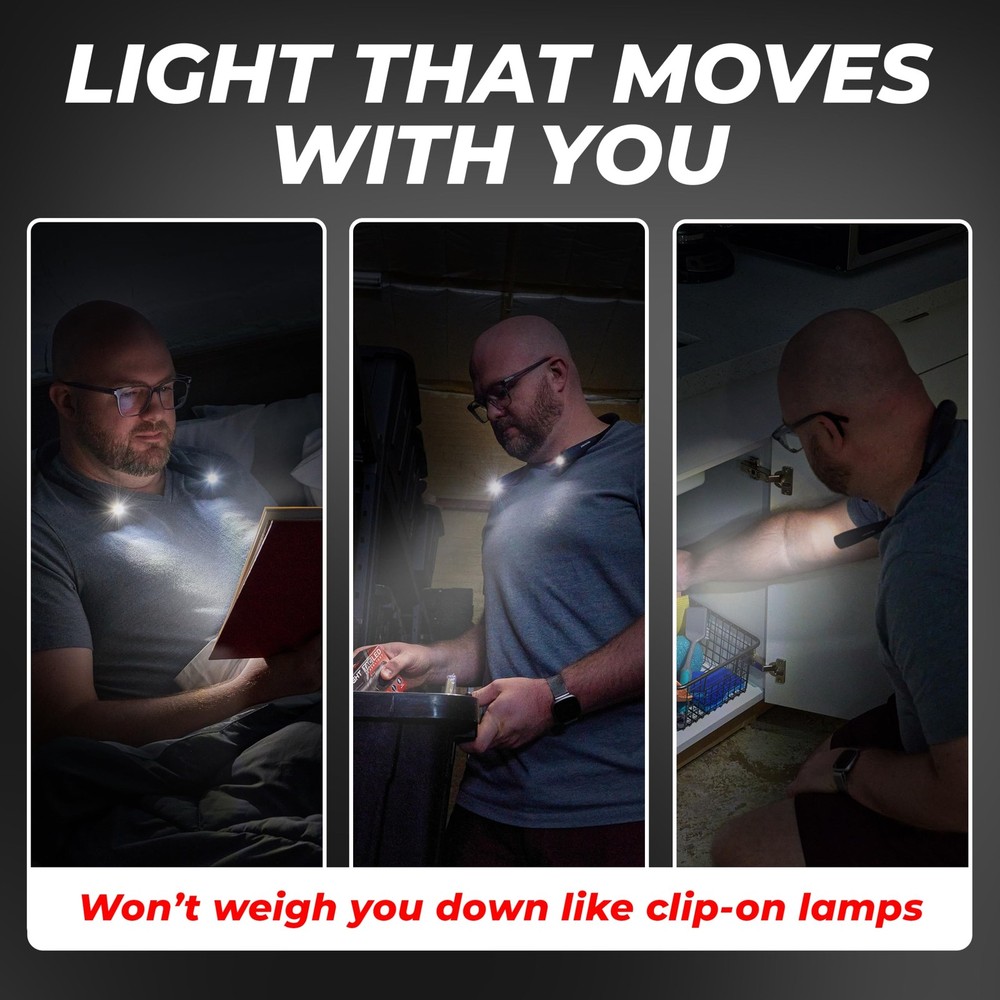 GearLight Rechargeable Hands-Free Book Light Adjustable LED Gray Pack 1