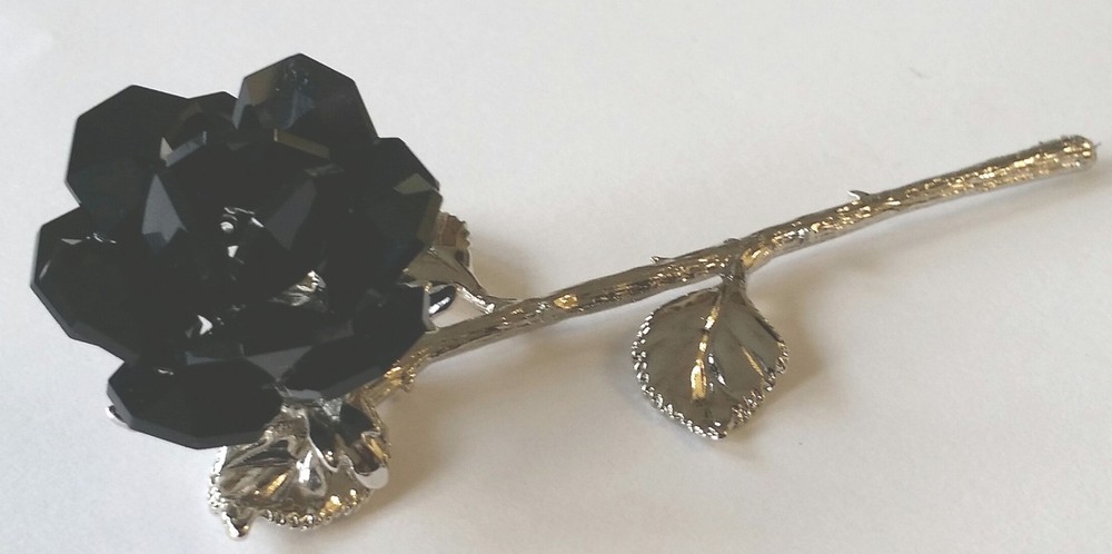 Black Rose - Black Crystal Rose Handcrafted Using Swarovski Crystal