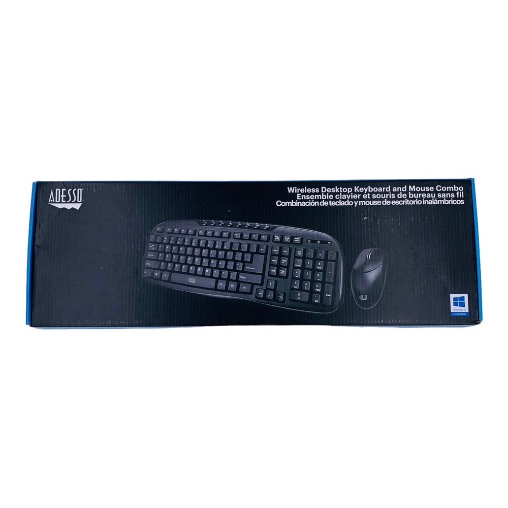 Adesso Wireless Desktop Keyboard and Mouse Combo, Black