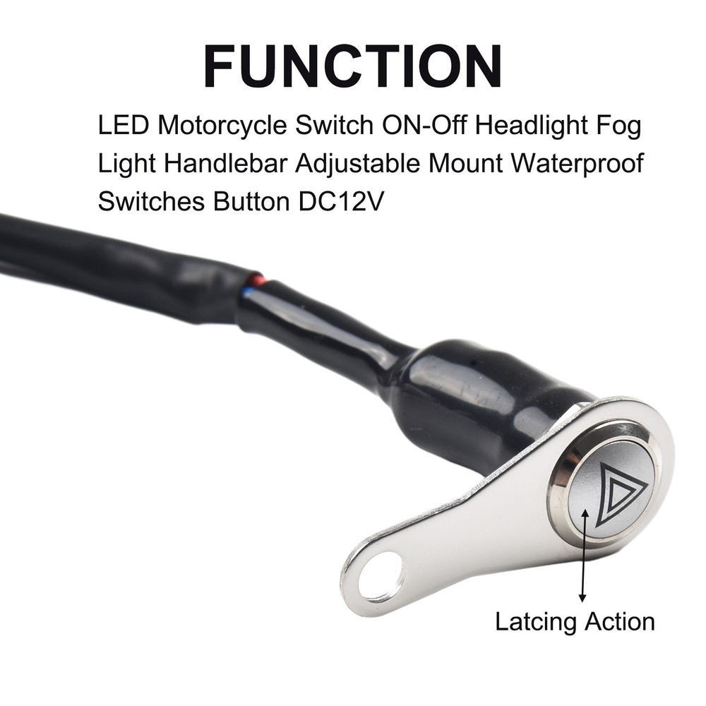 1 Pc Red-LED Motorcycle Switch ON+OFF Handlebar Mount Push Button 12V Work Light
