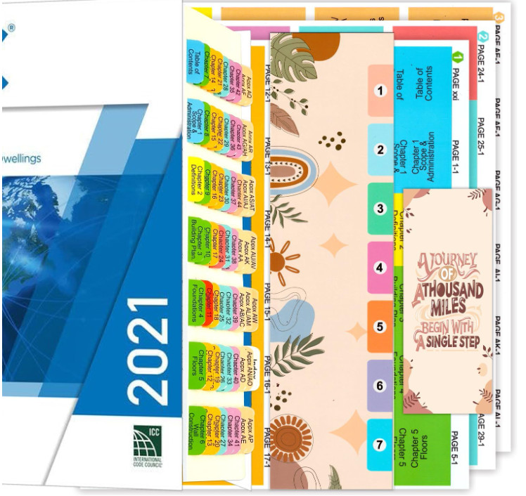 Index Tabs for International Residential Code 2021, 72 PCS Color-Coded...