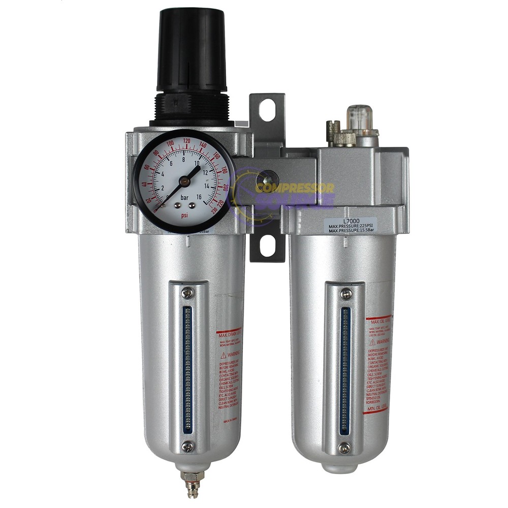 3/4" Compressed Air Moisture Filter Regulator Oiler Separator Lubricator Combo